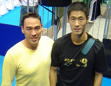 David Alonso con Wang Liquin en la Copa del Mundo de Barcelona 2007